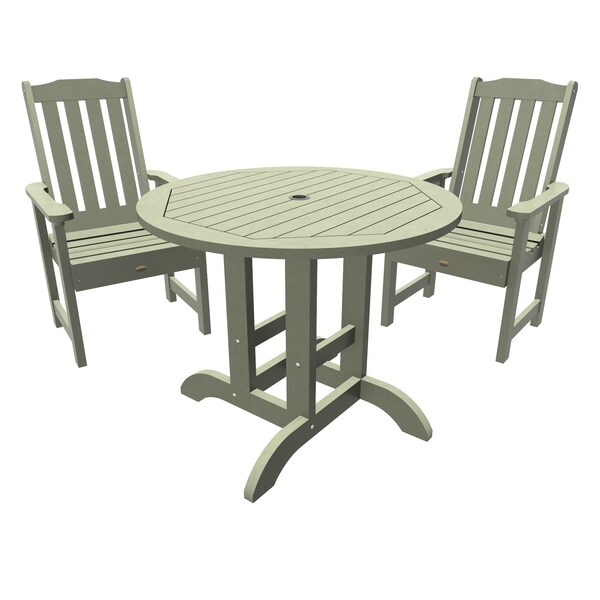 Highwood Usa Lehigh 3pc Round Outdoor Patio Furniture Dining Set AD-DNL36-EUC - main